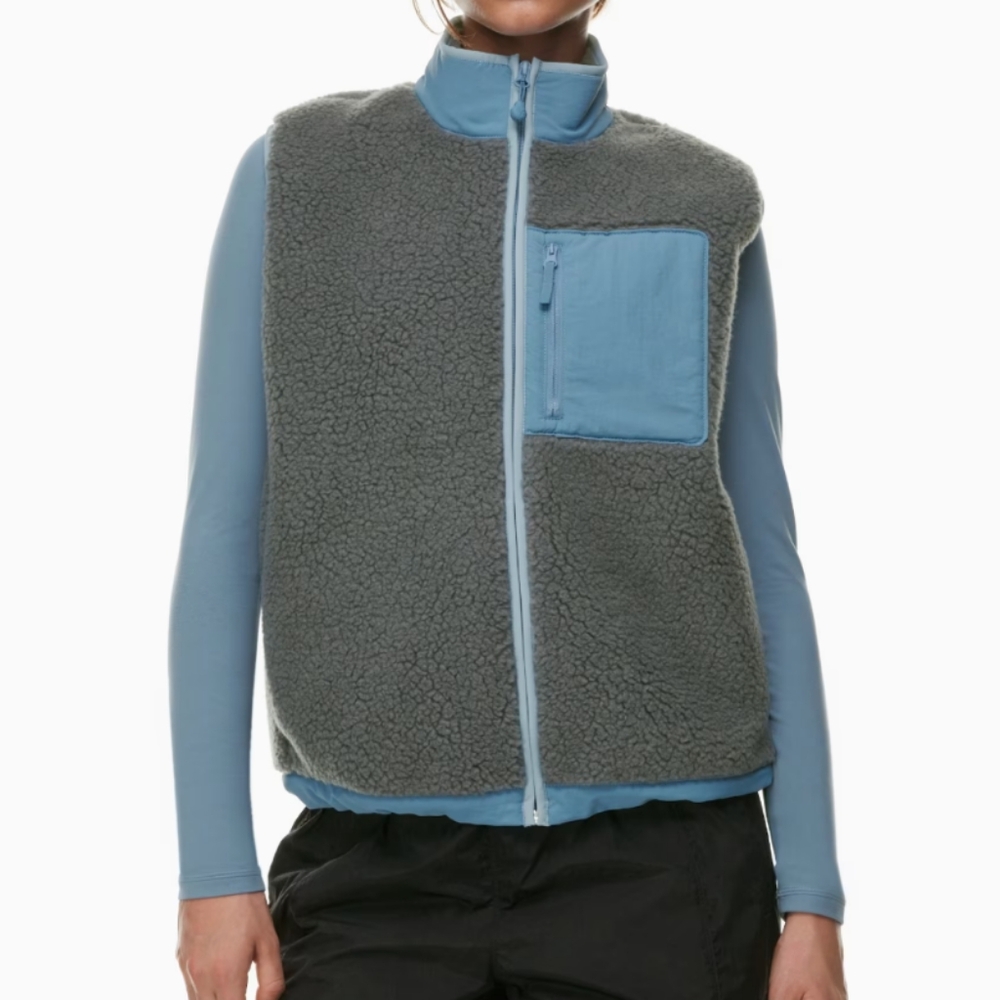 TNA Two-Tone Gray and Light Blue Sherpa Vest